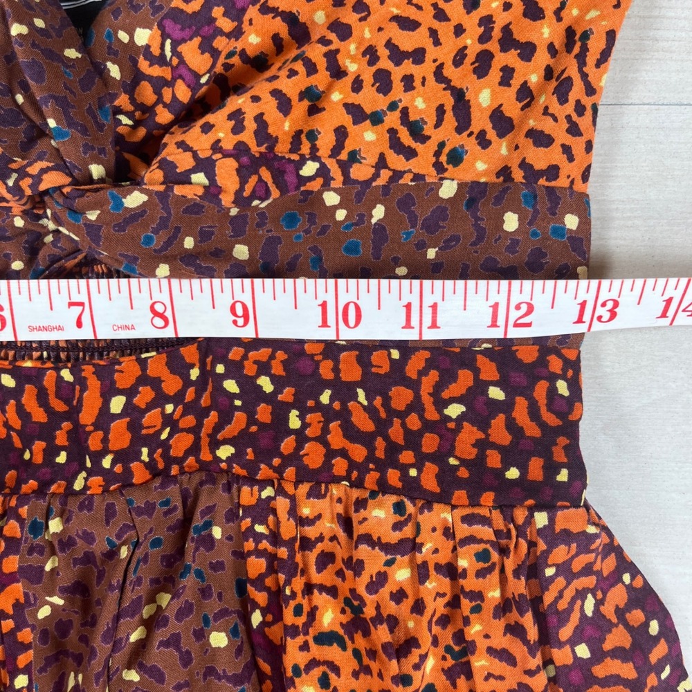 Angie Women Orange Brown Leopard Print Twist Front Smocked Maxi Dress Size M - Picture 5 of 10